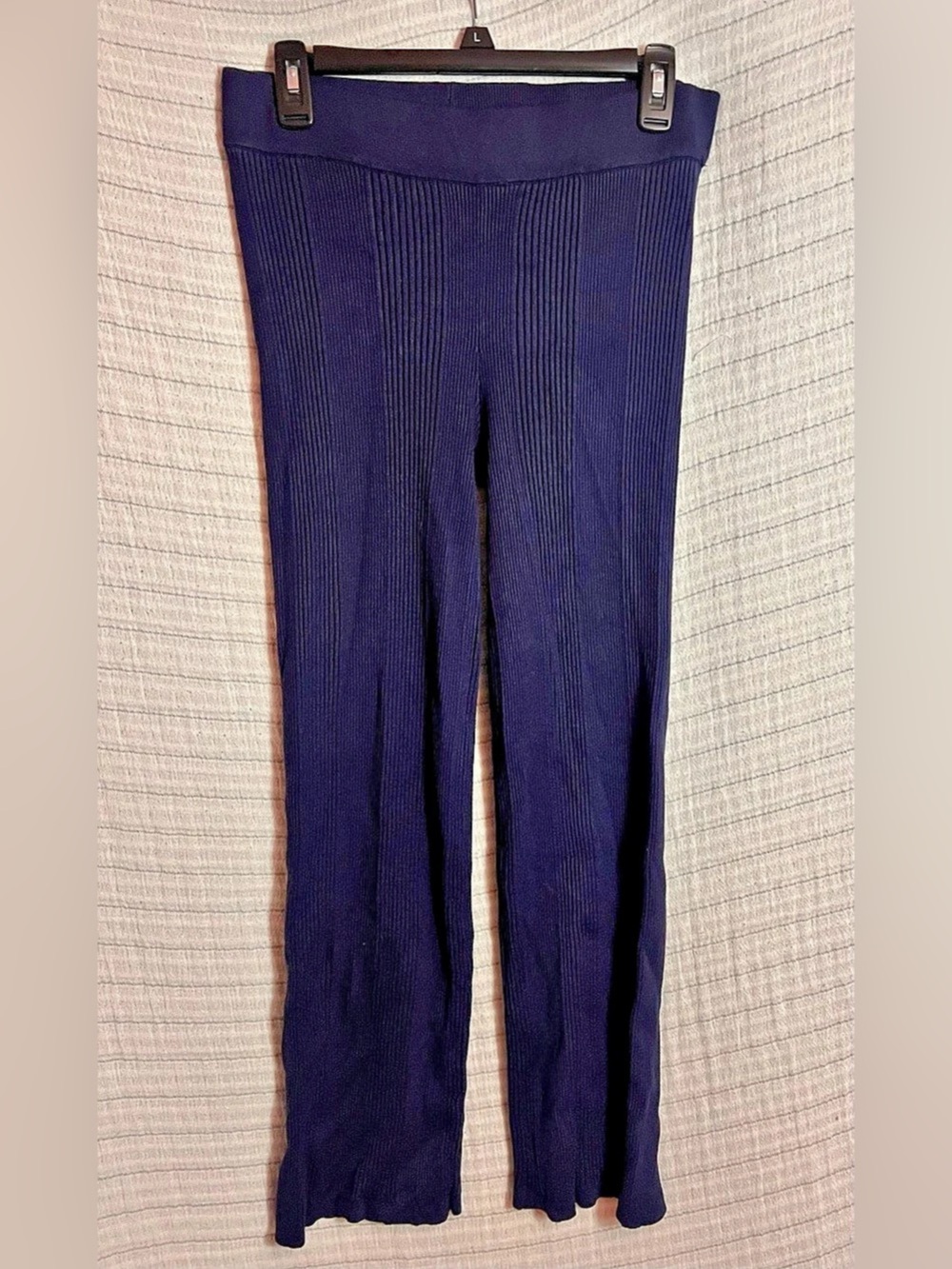 Pink Rose Ribbed Leggings in Navy Blue Size Medium